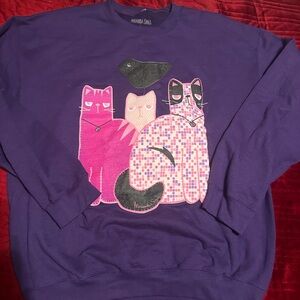 Miranda sings fan sweatshirt sz large cat lovers YouTube merch purple crew neck